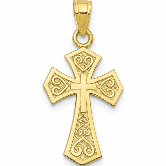 10K Yellow Gold Reversible Cross Charm (25 X 13) Made In United States 10c1311