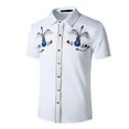 thumbnail image 2 of Beach Shirts for Men Men's Short Sleeve Embroidered Western Cowboy Leisure Snap Button Shirt Mens Shirt White XXL, 2 of 4
