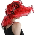 thumbnail image 4 of Women Hats Organza Butterfly Decoration Wide Brim Occasion Event Derby Church Dress Sun Hat, 4 of 4
