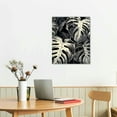 thumbnail image 3 of ONETECH  Black and White Tropical Palm Leaves Picture Decorative Wall Art Canvas Print with Painted Gold  Artwork for Bathroom Bedroom Wall Decor, 3 of 5