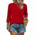 thumbnail image 3 of Ronuti Womens 3/4 Sleeve Tops Ladies Blouses Crew Neck T Shirts for Women Loose Fit Tunic Tops, 3 of 9