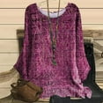 thumbnail image 2 of IROINNID Womens Plus Size Tops Round-Neck Long Sleeve Print Home T-shirt Blouse,Purple, 2 of 6