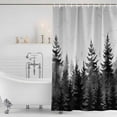 thumbnail image 4 of Black Mist Forest Waterproof Fabric Shower Curtain,Retro Country Watercolor Tree Scenery Waterproof Fabric Shower Curtain for Bathroom Curtains Bathtubs Shower Curtains with 12 Hooks Stall 54x78in, 4 of 8