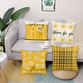 thumbnail image 5 of Hello Spring Daisy Flower Throw Pillow Covers 18x18 Inch Set of 4 White and Yellow Buffalo Plaids with Bloom for You Pillow Cases Cushion Cover Sofa Couch Farmhouse Decorative Pillowcase, 5 of 6