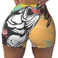 thumbnail image 2 of Gukieu Fishing Bass Print Women's Sports Shorts, Elastic Waist High Stretch Running Yoga Gym Sweatpants-Large, 2 of 8