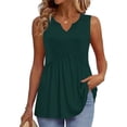 thumbnail image 7 of Qwertyu Womens Tank Tops V Neck Summer Casual Loose Workout Sleeveless Tops Flowy Boho Racerback Blouses Dark Green S, 7 of 7