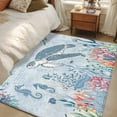 thumbnail image 5 of Sea Turtle Area Rugs 3x5 ft Watercolor Seaweed Fish Coral Seahorse Blue Letter Texture Washable Rug Non Slip Indoor Carpet Absorbent Floor Mat for Living Room Bedroom Dining Room, 5 of 9