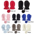 thumbnail image 2 of 3M- 4T Winter Polar Fleece Warm Fleece Lined Boys Girls Gloves Baby Toddler Lanyard Mittens Kids Mittens NAVY S (3-18 MONTHS), 2 of 8