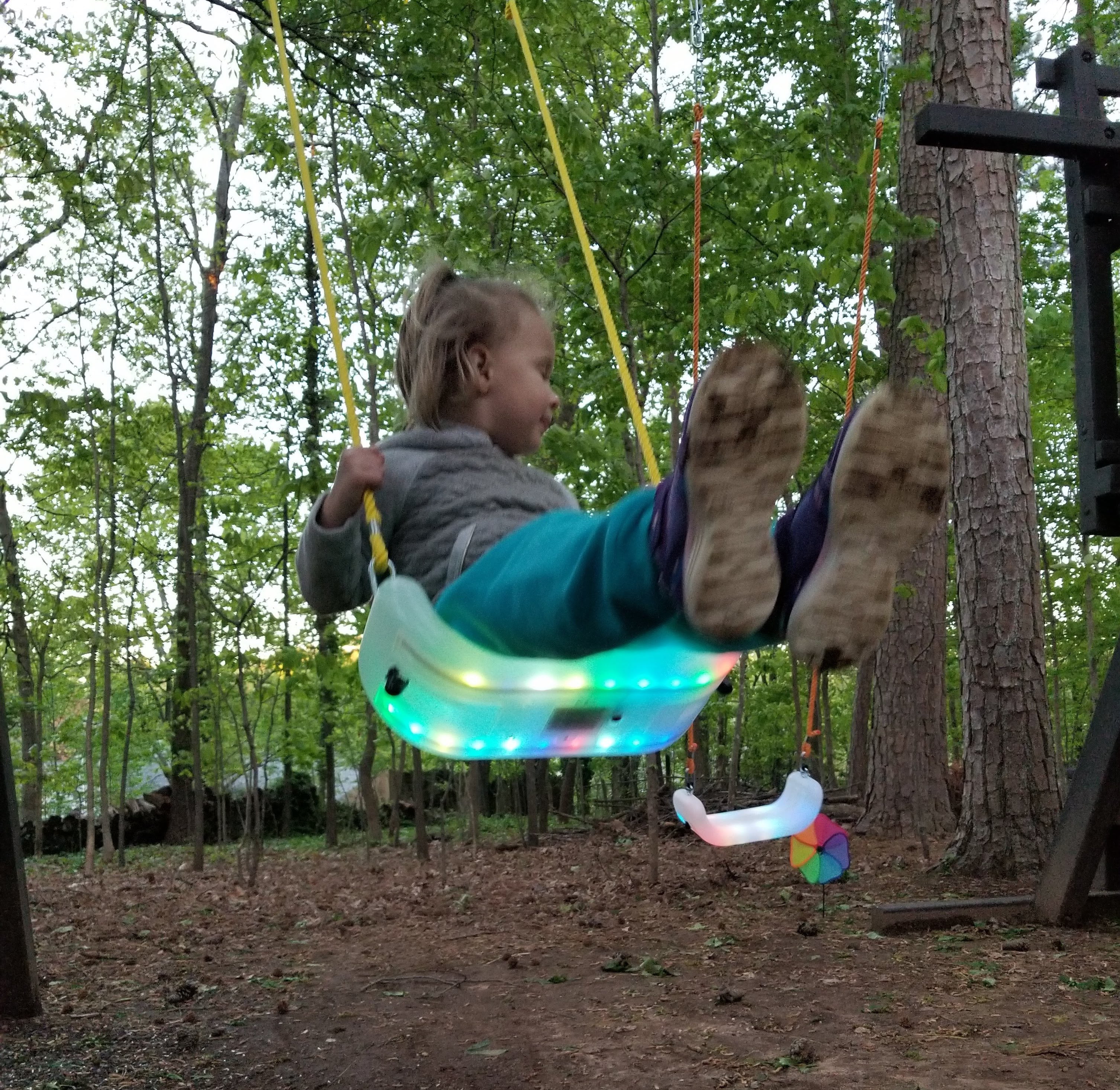 RedSwing LED Swing for Kids,Colorful Lighted Swing for Outdoor,Non-Slip Swing Seat with Soomth and Adjustable Rope,Easy to Assemble,Heavy Duty up to 440lbs 