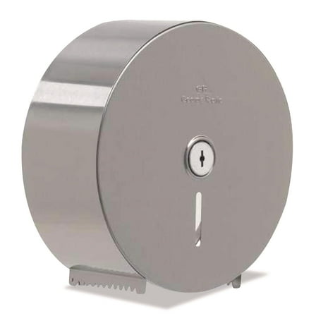 Single-Roll Jumbo Jr. Toilet Paper Dispenser by GP PRO (Georgia-Pacific); Stainless Steel 59448; 10.750" W x 4.440" D x 10.750" H CA2