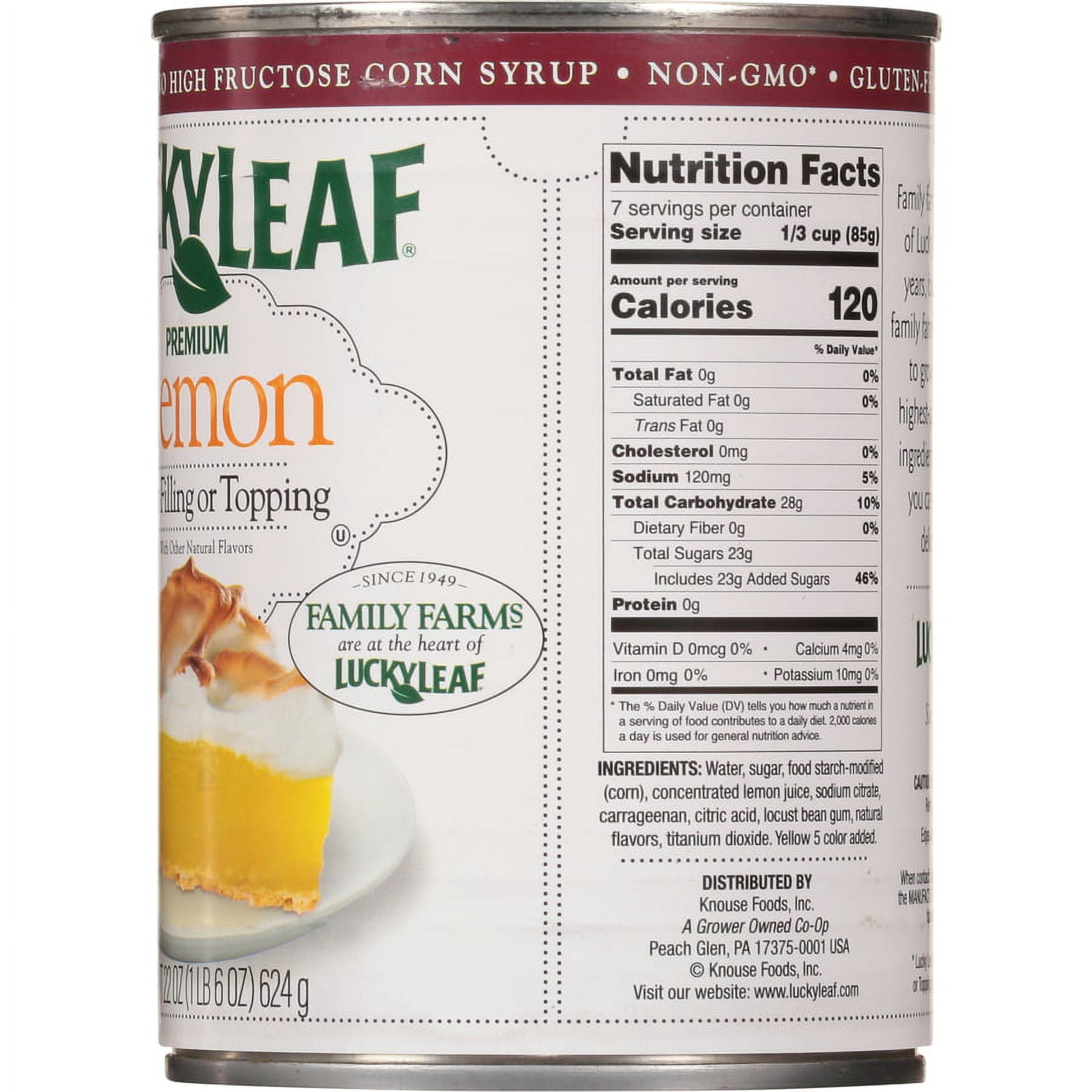 (4 pack) Lucky Leaf Premium Lemon Fruit Filling or Topping, 22oz Can