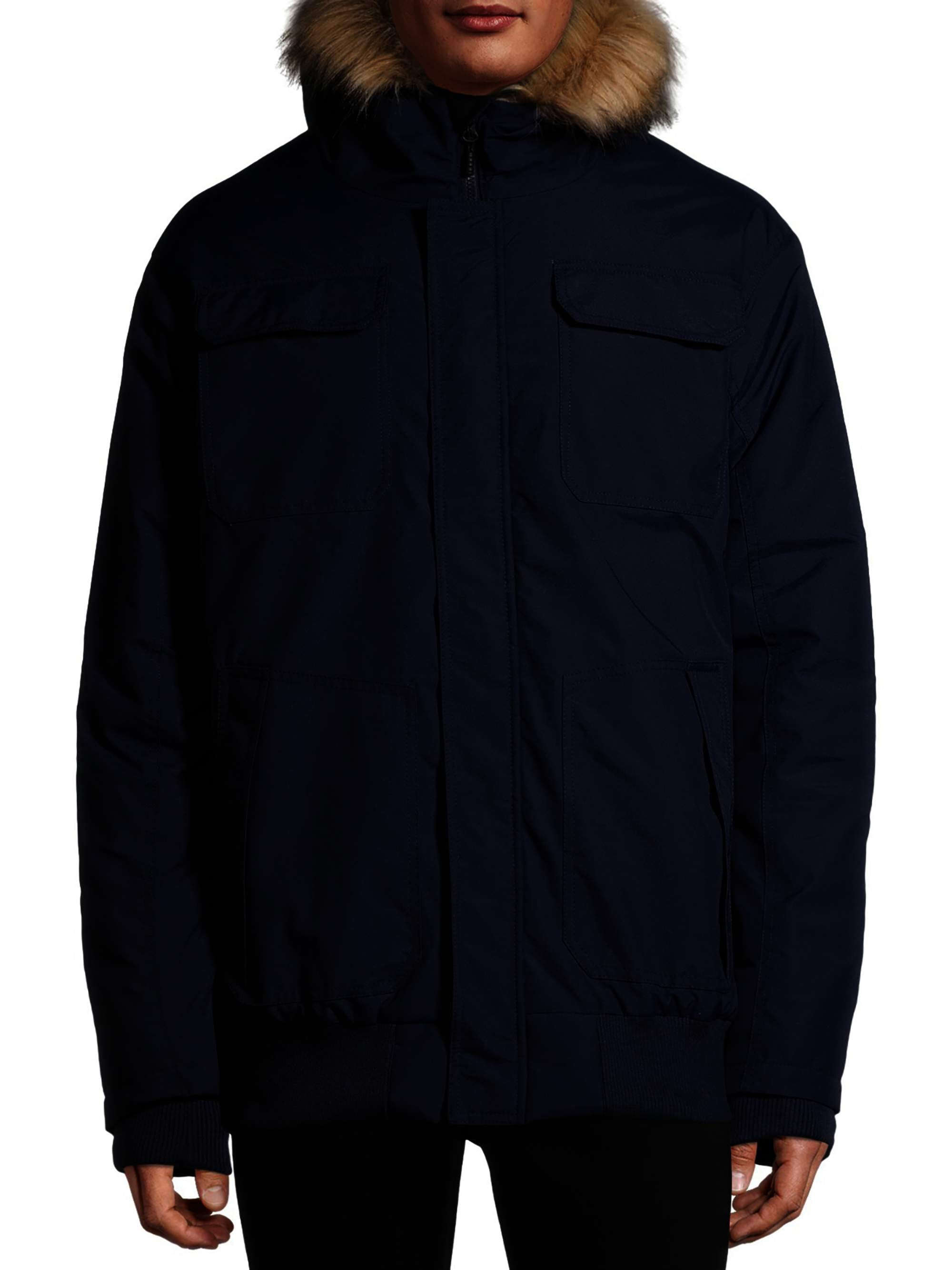 Iceburg Men's Wayland Insulated Bomber with Faux Fur Hood, up to Size