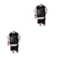thumbnail image 1 of Minnieouse De ropa deportiva de verano con letras para niños, jersey para niños, conjuntos de ropa informal con retazos, ropa de calle, negro Negro ciento diez 2Conjunto, 1 of 6