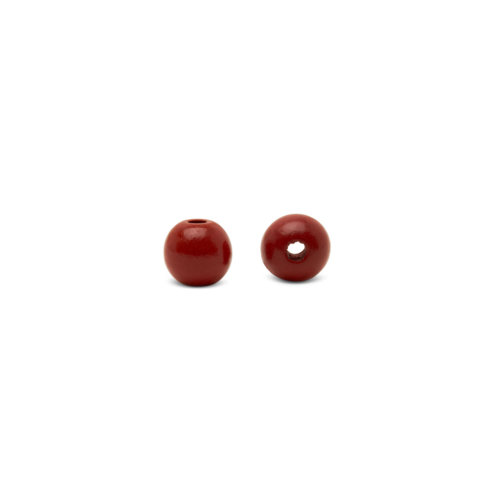 Red Wooden Beads Round, 1/2 inch, 3mm Hole, Pack of 50 Small Colored Beads for Crafts, Jewelry, Garlands, Spacers, and Macrame, by Woodpeckers