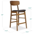 thumbnail image 3 of Best Choice Products 2-Piece Farmhouse Counter Height Bar Stool Set w/ Cushioned Seat, Wooden Backrest  Walnut/Charcoal, 3 of 10