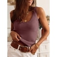 thumbnail image 4 of ANRABESS Ribbed Tank Tops for Women Ruffle V Neck Summer Sexy Sweater Vest Comfy Sleeveless Shirts Trendy Casual Outfits Brick Red XS, 4 of 12