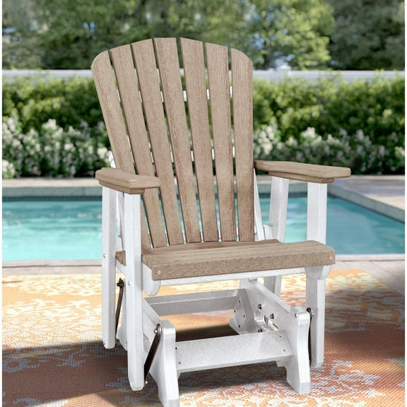 OS Home and Office Furniture 27" Resin Fan Back Glider in Weatherwood/White