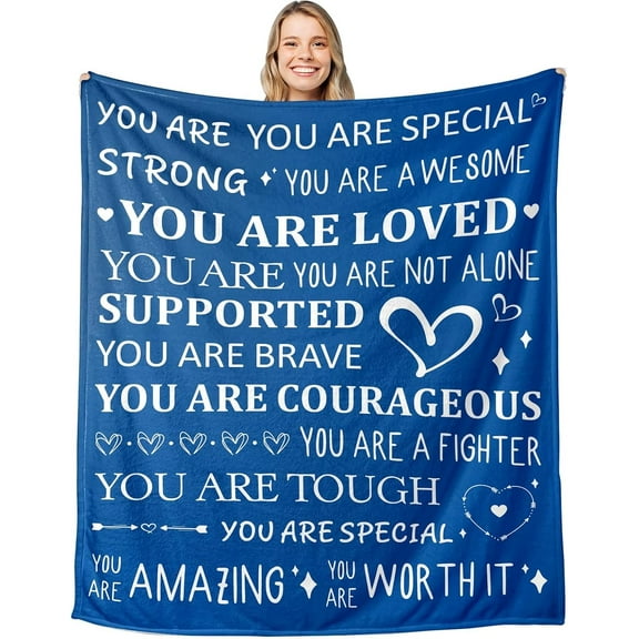 Anxiety Relief Items Christmas Throw Blanket Mental Health Gifts for Women Men Friends Inspirational Thinking of You Gifts Cancer Comfort Feel Better Gifts Get Well Blanket 50x60 inches