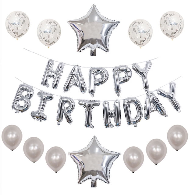 Decoración de fiesta de feliz cumpleaños, globo de cumpleaños, traje de látex, lentejuelas, decoración, película de aluminio, carta, atmósfera, arreglo de globo