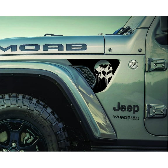 AnyStickerYouWant - Wicked Skull Dripping 4 Fender Vent Vinyl Decal Sticker Fits & Compatible with Jeep Wrangler JL/Jeep Gladiator JT 2018  Rare Wicked Skull Dripping 4 Print