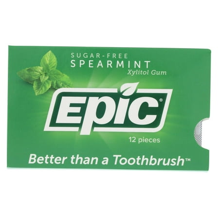 Epic Dental Gum Sugar-Free Spearmint -- 12 Pieces -- Case of 12
