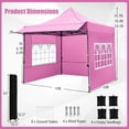 thumbnail image 3 of Costway 10 x 10 FT Pop up Canopy Tent with Sidewalls & Awning, Wheeled Bag, Sandbags, Stake Pink, 3 of 10