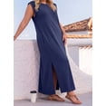 thumbnail image 3 of Cueply Women's Plus Size Maxi Dresses Casual Split Long Sleeveless Dress for Women with Pockets, 3 of 7