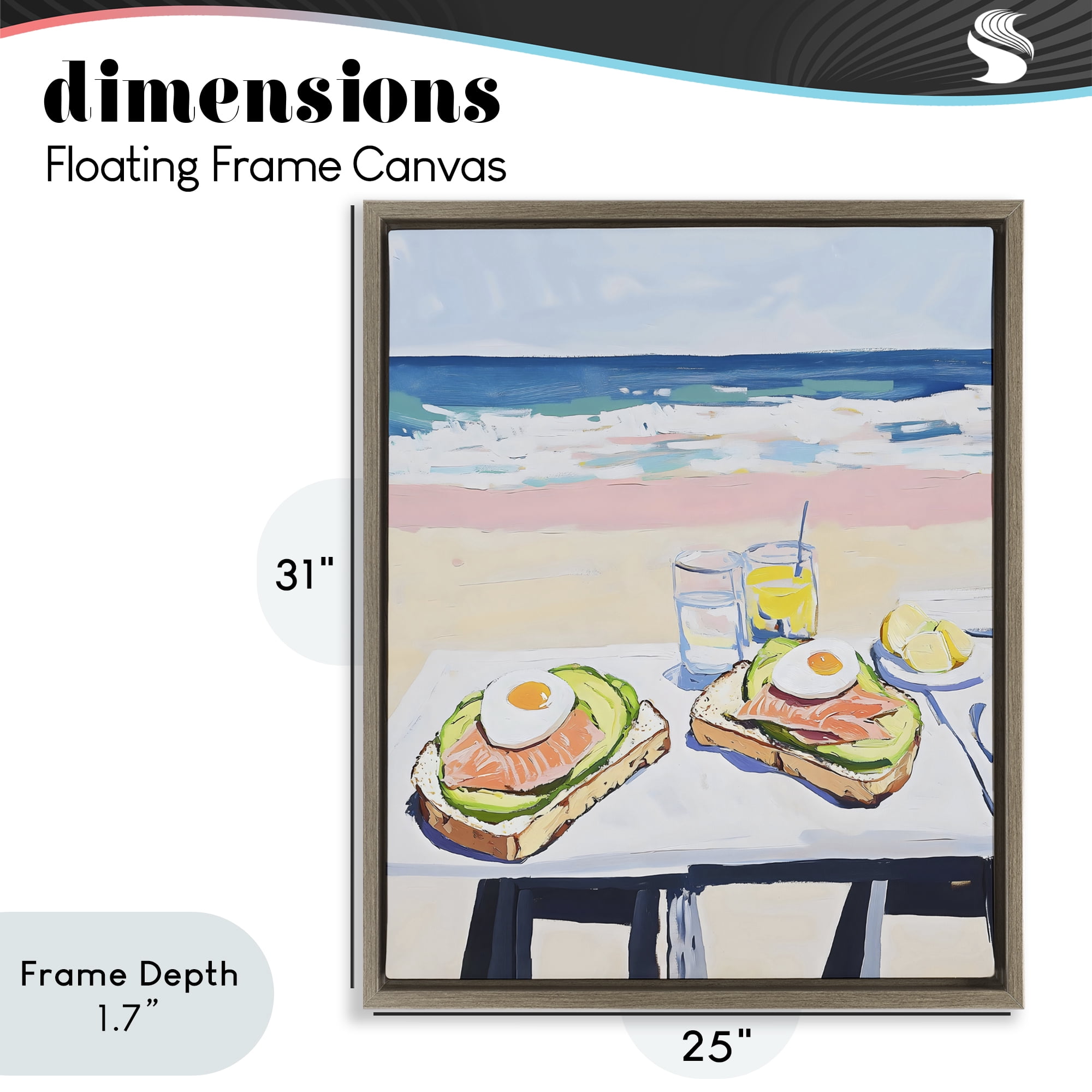 Stupell Industries Avocado Toast at Beach Brown Framed Floater Canvas Wall Art, design by The Prints Vibe
