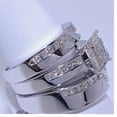 thumbnail image 3 of Bluebelljewels Wedding Trio Ring Set His & Her 14K White Gold Finish Round Cut Cubic Zirconia, 3 of 4