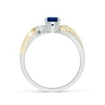 thumbnail image 2 of Angara Natural 0.6 Ct. Blue Sapphire with Diamond Three Stone Ring in 14K White & Yellow Gold for Women (Ring Size: 12), 2 of 12