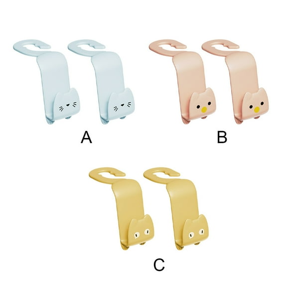 Langgg 2X Car Seat Headrest Hooks Vehicle Mount Fastener Clips Multi-Purpose Storage Hanger Purse Coat Clothing Organizer White