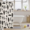 thumbnail image 3 of Manfei Funny Kitten Shower Curtain 72Wx72L, Bohemian Skull Bat Bathroom Curtain, Cream Black, 3 of 5