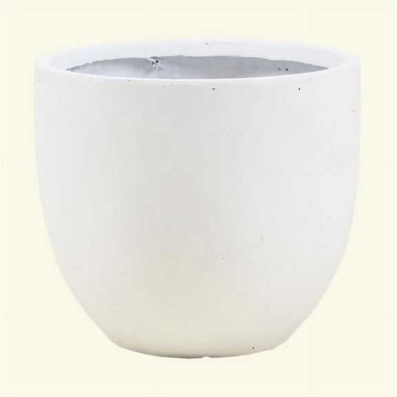 LuxenHome White MgO Round 12.2in. H Outdoor Planter