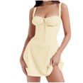 thumbnail image 2 of Gufahion Summer Dresses for Women Drawstring Front Sleeveless Cami Mini Dress Sundresses for Women, 2 of 3