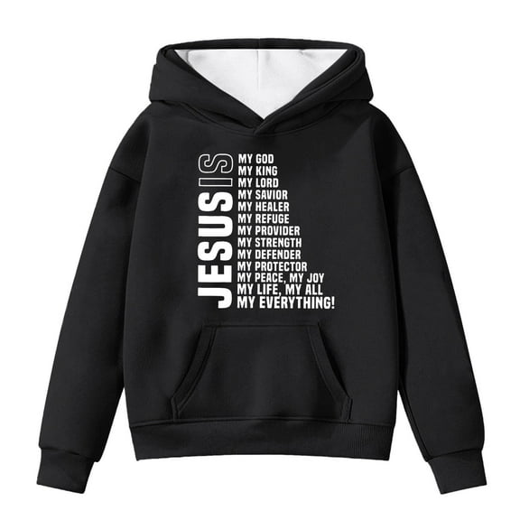 Hpapadks Hoodies for Girls Personality Letter Print Long Sleeve Loose Hooded Sweatshirts 4-5 Years Girls Sweatshirt Black