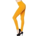 thumbnail image 2 of Solid Warm Fur Lined High Waisted Leggings - 3 Inch Mustard S/M, 2 of 2