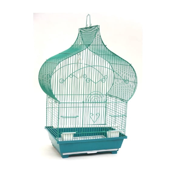Jaula para pájaros YML Taj Mahal en forma de parte superior con bandeja extraíble, color verde