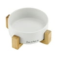 thumbnail image 2 of Coco Single Pet Bowl with Wood Stand 5.11’’ in White, 2 of 5