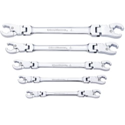 5 Piece Ratcheting Flex Flare Nut Wrench Set- SAE
