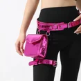 thumbnail image 2 of Riñonera de metal brillante con espejo estilo motocicleta de gran venta, pequeña bolsa cuadrada, bolsa de pierna desmontable personalizada para mujer, 2 of 5