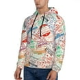 thumbnail image 2 of Bingfone Passport Stamp Men'S Drawstring Hoodie Long Sleeve Pocket Sweatshirts-Medium, 2 of 9