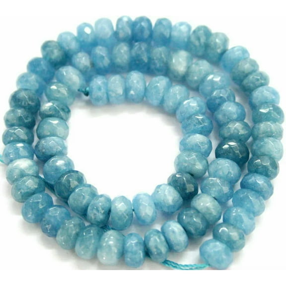GKNET 5x8mm Faceted Natural Aquamarine Gemstones Loose Beads 15" AAA##KH160