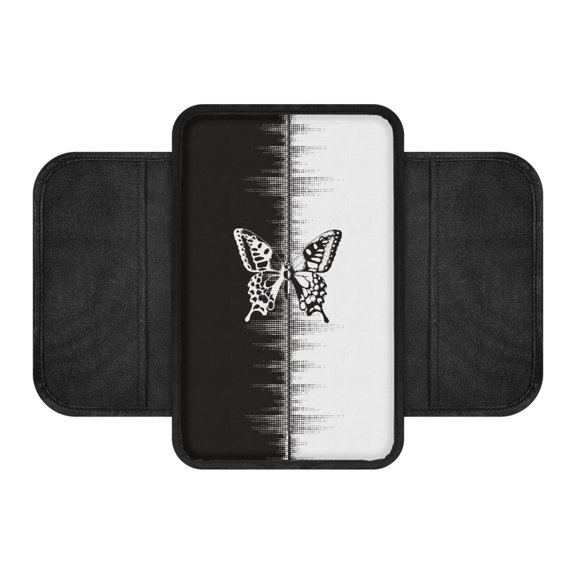 Uourmeti Monochrome Butterfly Pattern Consoles Protector Pad Non-Slip Car Armrest Cushion for Car Interior, Soft Auto Armrest Cover Truck