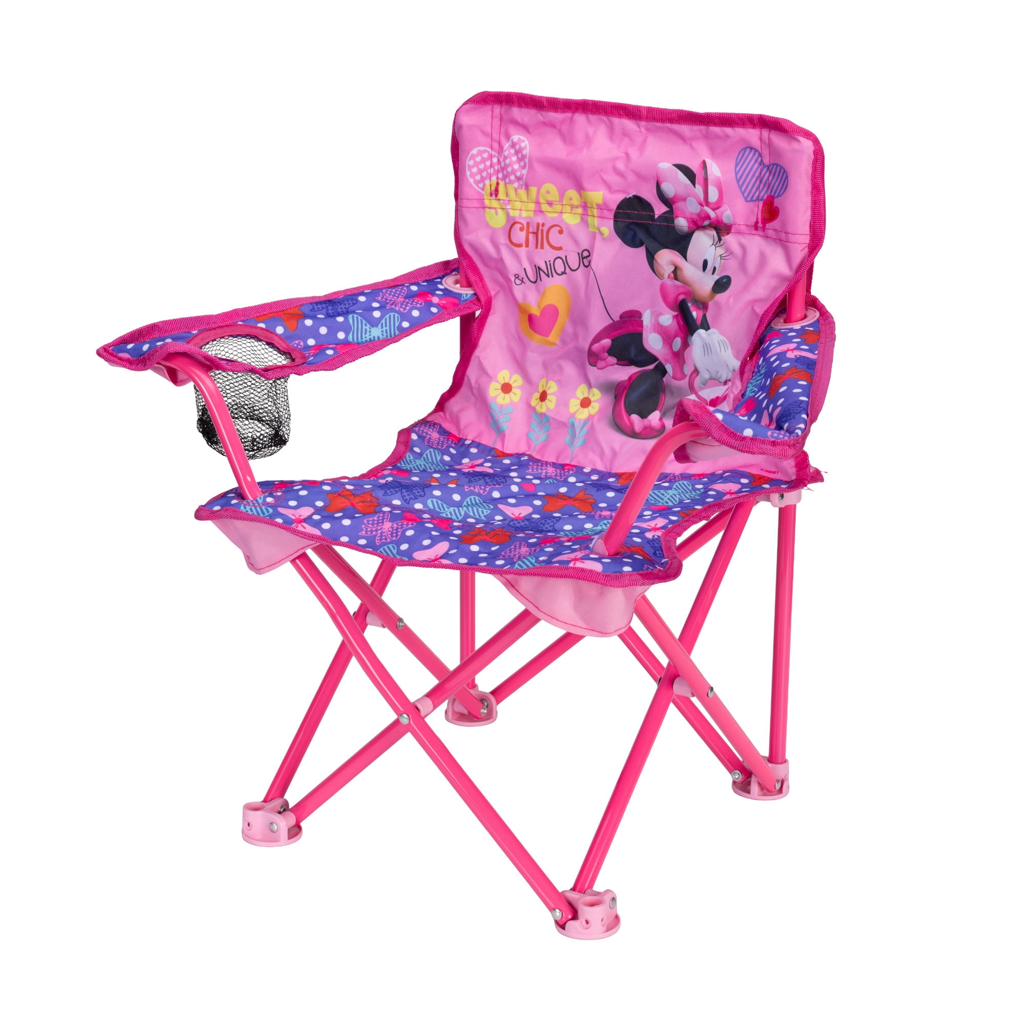 Minnie Mouse Portable Fold N Go Kids Chair with Carry Bag for Camping and Outdoor Activities