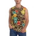 thumbnail image 2 of Lsque Robot and Monsters Print Men's Cotton Blend Sleeveless Muscle Shirts (S-3XL)- Moisture Wicking, Odor Protection, UPF 30+,X-Large, 2 of 8