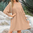 thumbnail image 3 of Aellinatey Womens Fall Dresses Casual Tunic Dress Short Sleeve Crew Neck Flowy Babydoll Dress, 3 of 9