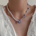 thumbnail image 4 of Collar de cuentas de flores de colores Yuxing Con colgante de dije floral azul, 4 of 5