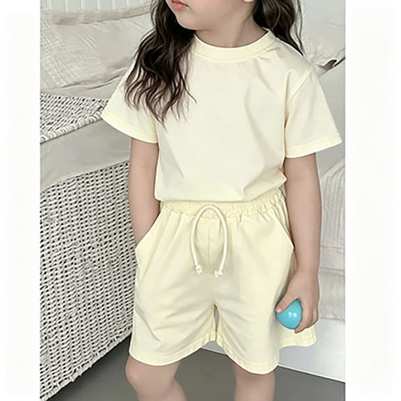BOOMNY Toddler Girls 2 Peice Pajamas Sets Soft Short Sleeve Sleepwear Tops Shorts Pjs Set for Kids Cozy Loungewear Homewear