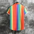 thumbnail image 4 of SSAAVKUY Rainbow Striped Print Men'S Short Sleeve Shirt Button Down, Casual Summer Cuban Beach Dress Top with Pocket Multicolor S, 4 of 9