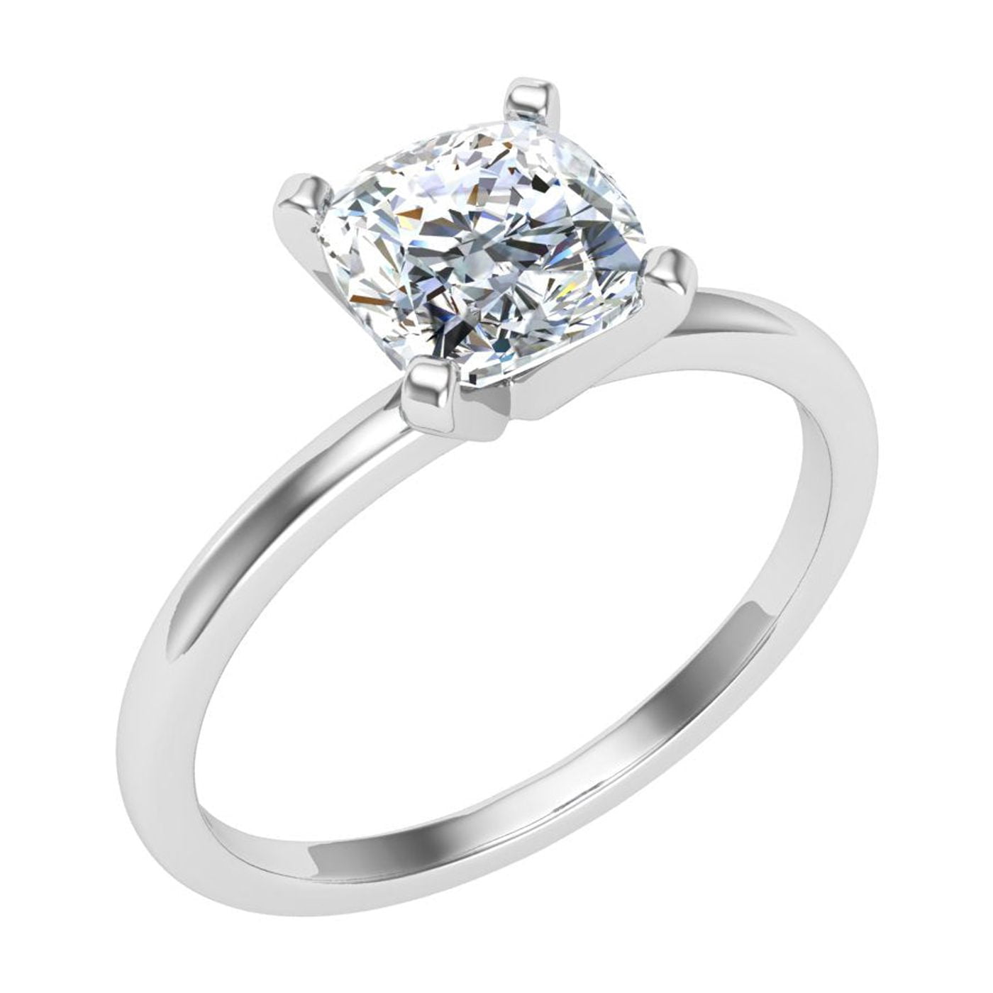 Veda Jewelry 1.67 Ct Cushion Cut Solitaire Engagement Ring for Women - 14K White Gold Plated Prong Set Ring - Moissanite for Elegant Wedding Jewelry - Simple Daily Wear Rings for Her